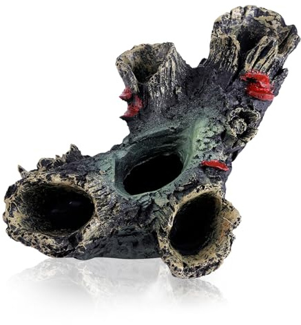Hapivida Aquarium Dekoration Baumstamm 13×11×5,7 cm Baumstamm Höhle Harz Dekoration Baumstamm Fish Tank Aquarium Deko Zubehör für Kleine Garnele Fisch Verstecken, #1