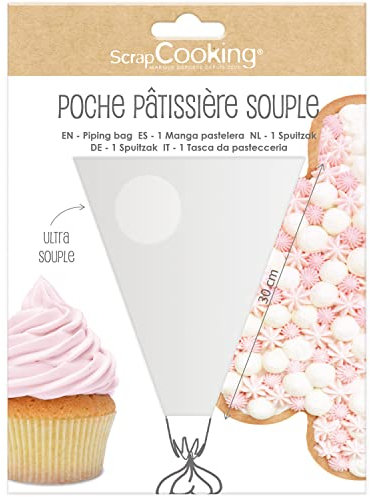 SCRAP COOKING - Poche à Douille Réutilisable - Poche à Douille Pâtisserie 30 cm - Poche Professionnelle - Lavable & Résistante - Décoration Gâteaux Biscuits Desserts - 5194, Rose