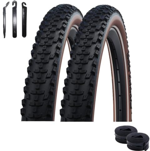 2 x Schwalbe Smart Sam Fahrradreifen Performance Bronze 57-622 (29 x 2,25) + 2 x SV19 Schläuche inkl. Reifenheber