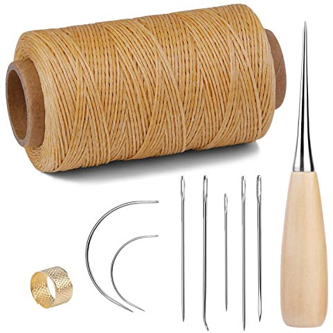 Benlay 273 Yards Gewachstes Nähgarn-Nähset Inklusive Ahle, Nadeln, Fingerhut, Nähpolster-Reparaturset Für Lederhandwerk, Teppich, Sofa, Segelsitz, Schuhe, Nähen Und Reparieren (Natürliche Farbe)