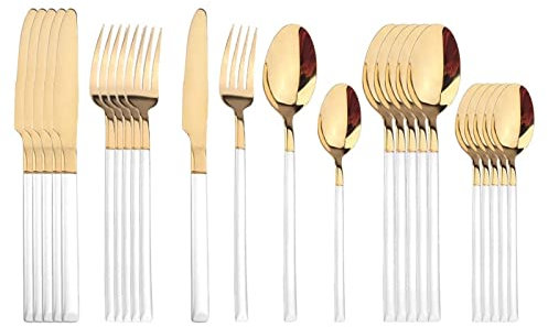 Ensembles de couverts 24 pièces ensemble de vaisselle or noir fourchette cuillère couteau or ensemble de couverts en acier inoxydable haut de gamme lumière spéculaire ensemble d'argenterie de luxe