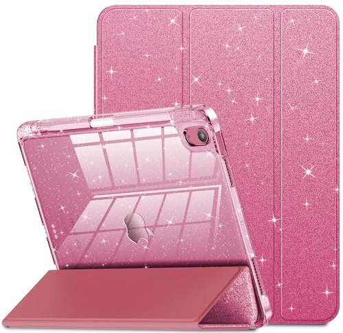 INFILAND Custodia per iPad Air 11 M2 2024/M3 2025/M4 2026, iPad Air 7a/6a/5a/4a generazione 2022/2020 11, custodia glitterata con retro trasparente, portapenne per bambine