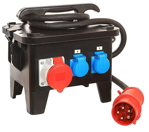 as - Schwabe Bloc d'alimentation de chantier M7 400 V, boîtier en caoutchouc plein, noir, commercial, chantier, IP44, 60820