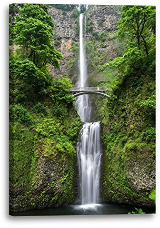 Leinwandbild (30x40cm) Wasserfall Fluss wild-life Bäume Traum-Landschaft Natur-Bilder Berge, Leinwand auf Keilrahmen gespannt und fertig zum Aufhängen, hochwertiger Kunstdruck aus deutscher Produkt..