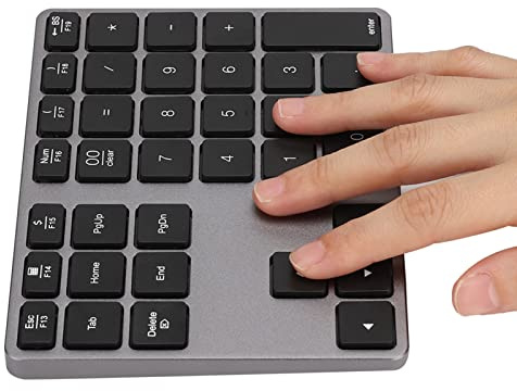 Bewinner BT308 Wireless Number Pads, BT 5.0 Numeric Keypad 35 Keys Portable Financial Accounting Number Keyboard Extensions, Ultra Slim Numpad for Laptop, Desktop, PC (Eisengrau)