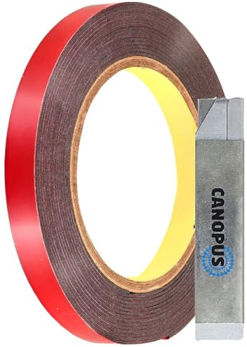 CANOPUS Doppelseitiges Klebeband 3m x 10mm Dunkel Grau Extra Stark Wasserdichtes Montageklebeband Klebestreifen für Wand und LED-Streifen, Auto, Hergestellt aus 3 m Klebeband, Double Sided Tape