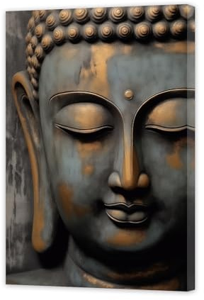 ZXHYWYM Buddha Leinwanddruck Zen Wandbild Buddha Statue Malerei Spa Meditation spirituelles Poster für Yoga Zimmer Badezimmer Dekoration mit Rahmen (B (30.00 x 45.00 cms))