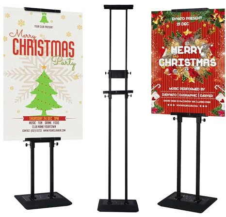 uyoyous Verstellbarer Plakatständer mit 2 kg gewichtetem Sockel, beidseitig Gehwegaufsteller Werbetafel, wetterfester Infoständer rutschfest, für Hochzeiten, Messen, Einzelhandel, Menüs