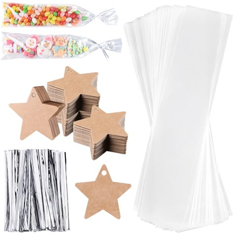 BSTDAYEVER Cellophantüten Klein Tüten Kerzen Cellophane Bag Zellophantüten | 7x30cm 100Stk Celofantüten Kerzentüten Durchsichtig Zellophanbeutel Reißfest Wasser für Geburtstag Valentinstag Weihnachten