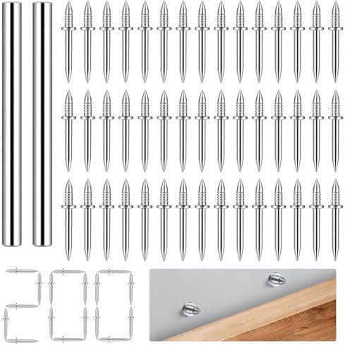 200 Pezzi Chiodi a Doppia Testa, Chiodi Senza Cuciture per Battiscopa, Chiodi Doppia Punta da Parete per Battiscopa, Chiodi Nascosti per Legno, Chiodi in Corno Senza Traccia, Viti di Sicurezza