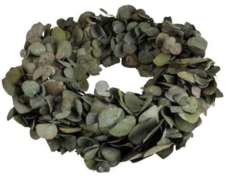 Rayher Eukalyptus Kranz, 35 cm ø, Höhe ca. 12 cm, Trockenkranz Eukalyptus echt, Eukalyptus Kranz getrocknet, 65396000, Grün
