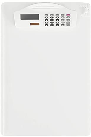 A4 Porte-Bloc en Plastique avec Pince Porte-Bloc avec Calculatrice Planchette à Pince avec Clip et Trou de Suspension Porte Document avec Clip Planchette à Pince pour Papier d'Écriture 35*23cm, Blanc