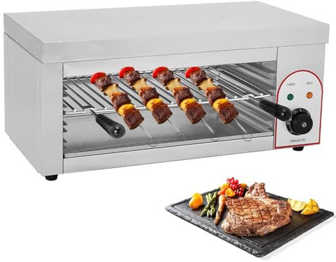 DOJOEUU Commercial Convection Oven, 2200W Wall Mounted Oven with Adjustable Shelf, Electric Countertop Grill, Stainless Steel Steak Broiler with Oil Drip Pan, for Barbecue, Grilled Steak