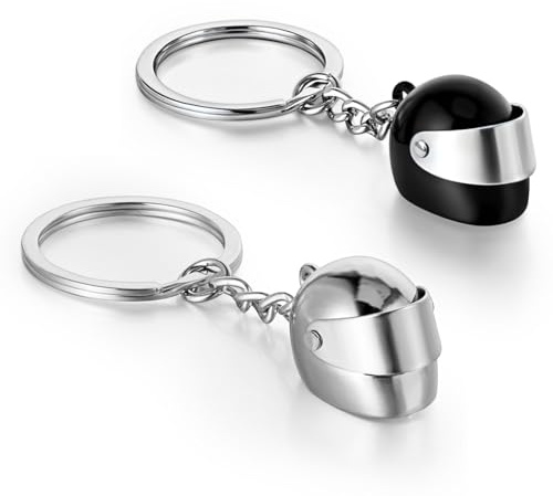 AOZUO Lot de 2 Porte clés Casque de Moto, Idée Cadeau Motocycliste, Cadeau Motard, Mini Porte clés 3D, Porte clés Casque de Moto, Pendentif pour Cadeaux d'anniversaire et de Vacances