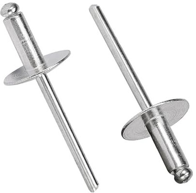 Maozaa 50 pcs 3/16 x 1/2 Large Flange Aluminum Blind Rivets, 4.8 x 12mm Pop Rivets, Blind Rivets for Metal, Silver
