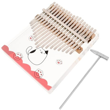 BESTonZON Kleiner Kalimba 17 Tasten Daumenklavier aus Acryl Transparent mit Cartoon Muster Tragbares Kalimba Musikinstrument für Anfänger und Kinder