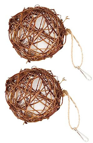 IWOWHERO 2 Stück Vogelnest Selbstgemacht Nestmaterial Mit Wattefüllung 15cm Stabiles Outdoor Nistball Für Wildvögel Wetterfestes Nisthaus Für Garten Und Balkon