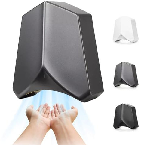 Asciugamani Elettrico Da 1100 W,Asciuga Mani Automatico Commerciale 6-10 Secondi Per Asciugare,Sensore A Infrarossi Caldo E Freddo Montato A Parete,Filtro Hepa,Basso Rumore,Silver