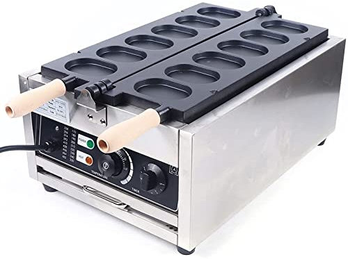 QUSYZD 3000W Commerciale in Acciaio Inox Egg Bread Maker, 6 Pezzi Elettrico Waffle Machine Pancake Egg Bread Maker con stampi da Forno antiaderenti, per la Cucina Commerciale Fai da Te,