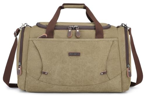 Bagwise Canvas-Duffel-Bag für Reisen – Wasserabweisende Weekender-Tasche, Handgepäck, Sport- und Reisetasche für Damen und Herren (Dunkelgrün)
