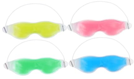 VINTORKY 4 Stück-pack Gel Augenmaske zum Kühlen und Wärmen Augenmüdigkeit aus Pvc und Gel mit Elastischem Band für Reise und Zuhause