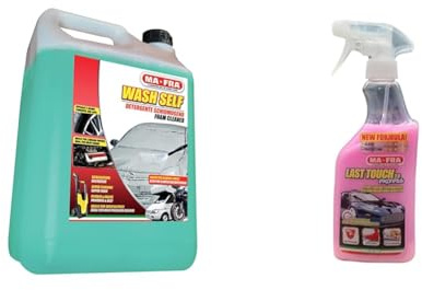 Ma-Fra - Wash Self Detergente Schiumogeno Concentrato + Last Touch Express Cera Liquida per Carrozzeria Auto, Azione Pulente effetto Specchio, H0111+H0543