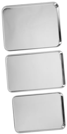 Zerodeko 3pièces Plat Rectangulaire INOX Plateau INOX Rectangulaire pour Cuisson Et Service Ustensile De Cuisine