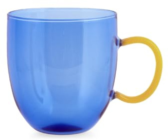 H&H Set 4 Tazze in Vetro Borosilicato Plump – 480 ml – Colori Assortiti – Resistenti al Calore – Lavabili in Lavastoviglie – Design Moderno per Caffè, Tè, Cappuccino