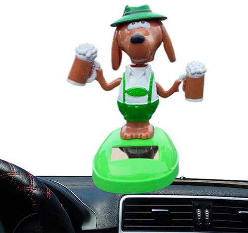 Décoration de voiture - Chien mobile solaire avec tête oscillante, chiot de dessin animé - Figurines amusantes - Décoration d'intérieur - Jouet dansant pour les conducteurs en voyage et en route