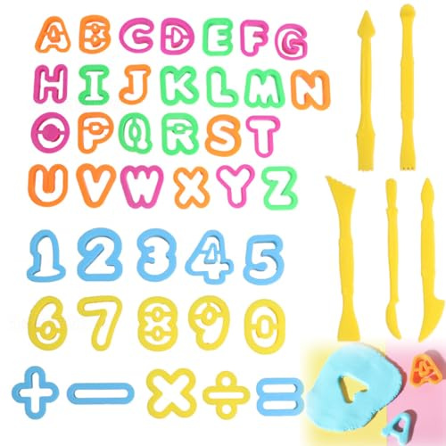 JUGUTA Lettre Pate A Sucre,Ilauke 46 Pcs Alphabet Nombre Découpoirs Emporte Pièces Lettre Tampon Patisserie Plastiques Enfant,3D Moule Lettre Cookies Stamp Pour Gateau,Biscuits Message,Fondant