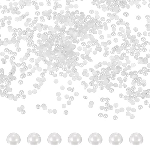 PATIKIL 8000 Piezas De Perlas Blancas Semiredondas, 2mm ABS Rhinestones Planas Para Hacer Joyas, Arte De Uñas DIY, Decoración De Bodas Y Ropa