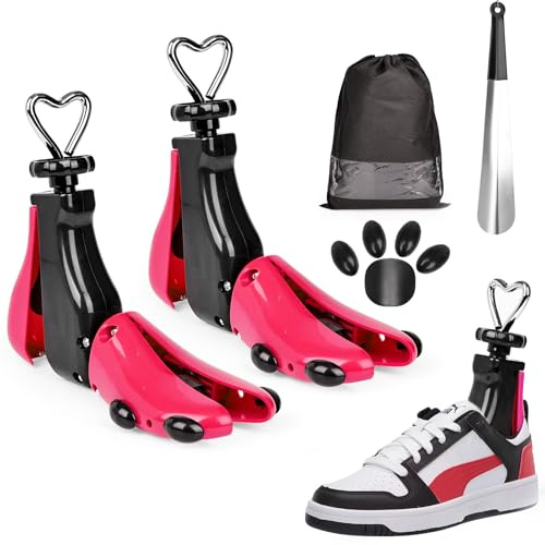 2 Allarga Scarpe Donna Uomo – Tendiscarpe a 4 Direzioni, Larghezza e Lunghezza Regolabili, Forme per Scarpe per Allargare Scarpe Strette, Sneakers, Stivali Bassi e Scarpe da Trekking (Rosso, 42-48)