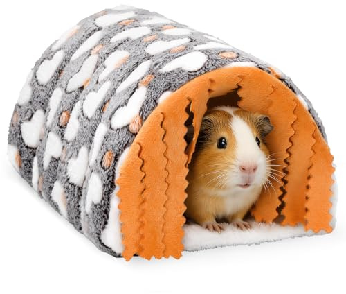 UPINS Guinea Pig Tunnel with Curtains,Guinea Pig Tunnel Hamster Hideout Accessories for Small Pet Cozy Fleece Hideout Bed for Rabbits, Hamsters Small Animals