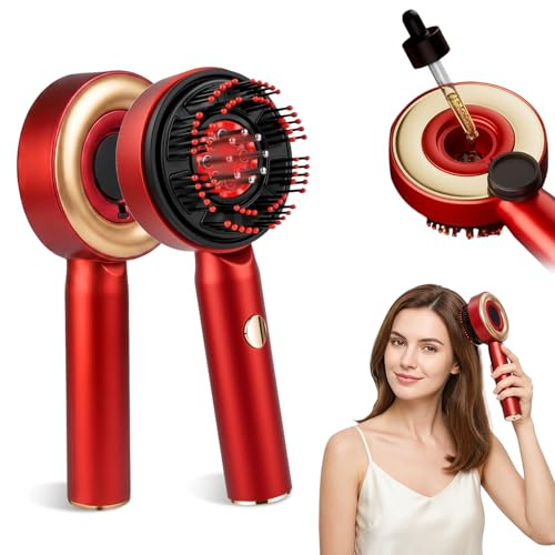 Kopfmassagegerät Elektrisch, 2 in 1 Kopfhaut Massagebürste Elektrisch mit Haaröl-Applikator, 360° Rotlicht Kopfhaut Massagegerät, 3 Modi Elektrische Kopfmassagegerät zur Massage und Kopfhautpflege