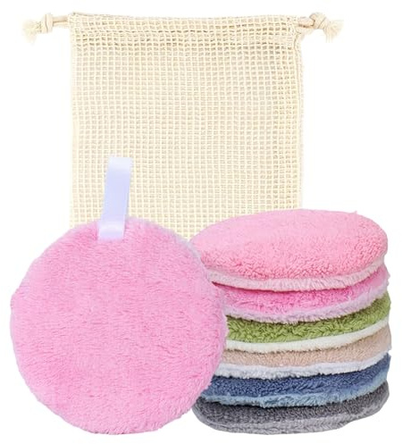 6 Discos Desmaquillantes Reutilizables, Almohadillas Desmaquillantes Lavable, Algodones Desmaquillante Lavables para Limpieza Facial Diaria, Multicolores