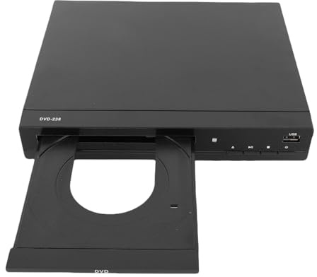 Sxhlseller Lecteur DVD 1080P Mise à L'échelle Toutes Régions Multi-Format HD Multimédia USB Lecteur CD DVD avec Télécommande pour Projecteur TV Home Cinéma (Prise UE)
