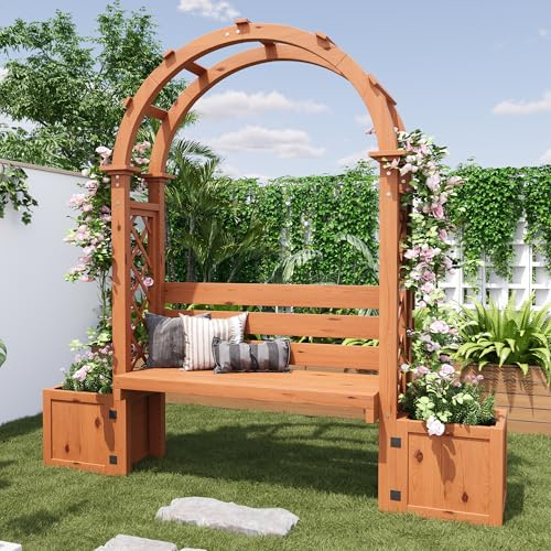 ECLIVON Blumenkasten mit Rankgitter, Pflanzkasten als Sichtschutz für Hof