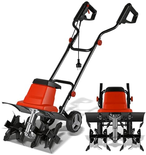Jayseuw 1500W Elektro Motorhacke Gartenfräse, Bodenfräse 400 mm Arbeitsbreite,220 mm Arbeitstiefe elektrische Bodenhacke Motorhacke,24 Messer zum Boden auflockern,Für Garten, Rasen und Beet