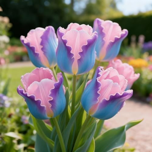 Tulpen zum Anpflanzen&winterhart mehrjährig Tulpen&Schnelles Wachstum&Lange Blütezeit/Hochwertig/gemischt, selten,ausgewählt-4Rhizome-I