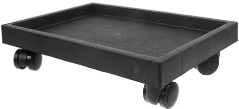 Artibetter Sottovaso con Ruote Nero in PE per Piante e Fiori, Base Mobile Rettangolare Resistente, per Balcone e Uso Interno con Design Semplice e Funzionale