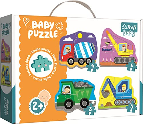 Trefl, Puzzle, Veicoli in cantiere, da 3 a 6 Pezzi, 4 set, per Bambini da 2 anni