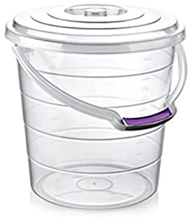 Agrohit Eimer mit Deckel & Tragebügel, Haushaltseimer, Lebensmittelecht, Transparent, aus PP-Kunststoff, Aufbewahrungsbehälter mit Skalierung für Liter, 15 Liter