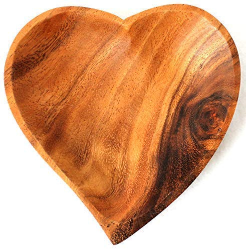 Holzgeschirr Holzschale Herz Schale Teller aus Akazienholz (15 cm)