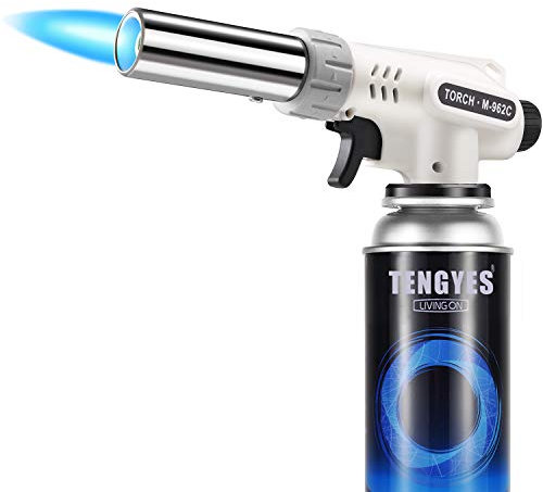 TENGYES Kitchen Butane Blow Torch Lighter - Culinary Torch Chef Cooking Torches Professional Adjustable Flame with Reverse Use for Creme, Brulee, BBQ, Baking, Jewelry by, Butane Not Included