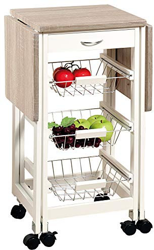 KESPER Küchenwagen 25817-13 mit 2 ausklappbaren Arbeitsplatten/Dekorfolie Eiche/Servierwagen