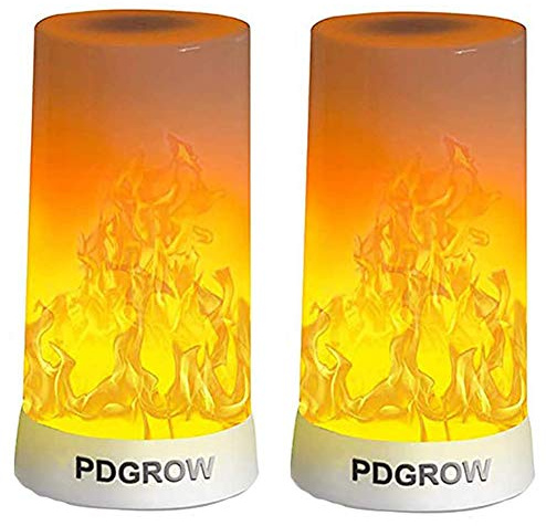 PDGROW LED-flamlampa i set om 2, uppladdningsbar nattlampa med flamma, skrivbords-/bordslampa, vattentät, med magnetisk bas och upphängningskrok, för jul, halloween och fest, inomhus/utomhus