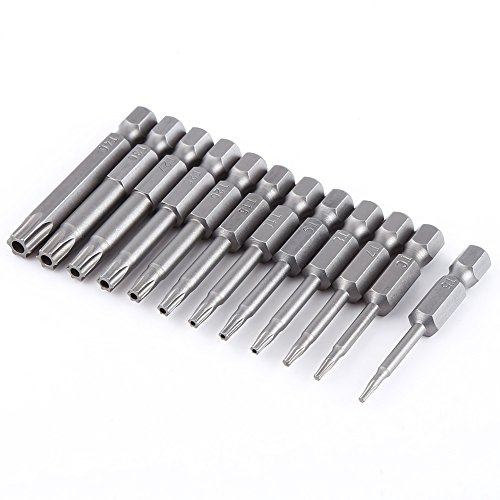 Torx-Kopfschraubendreher-Bitsatz 12-teilige S2-Stahl-Magnet-Sternschraubendreher-Bits 1/4 Sechskantschaft T5-T40 2 Zoll lange Sicherheits-Schraubendreher-Bits
