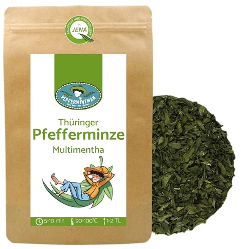 Thüringer Pepparmyntte – aromatiskt hustee – grovsnitt – Thüringer pepparmynta – naturlig – papperspåse (200 g)