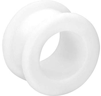 PIERCINGLINE Silikon Flat Flared Tunnel Piercing Ohr Weiss 14 mm