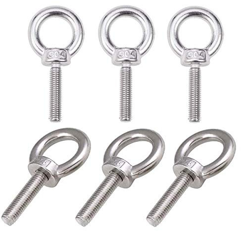 Liwein M8 Eye Bolts 304 Stainless Steel Lifting Ring Eye Bolts Male Thread Machinery Shoulder Lifting Ring Hardware Eye Nut-6 Pieces